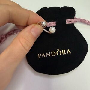 PANDORA Contemporary Pearl Open Ring SIZE 6